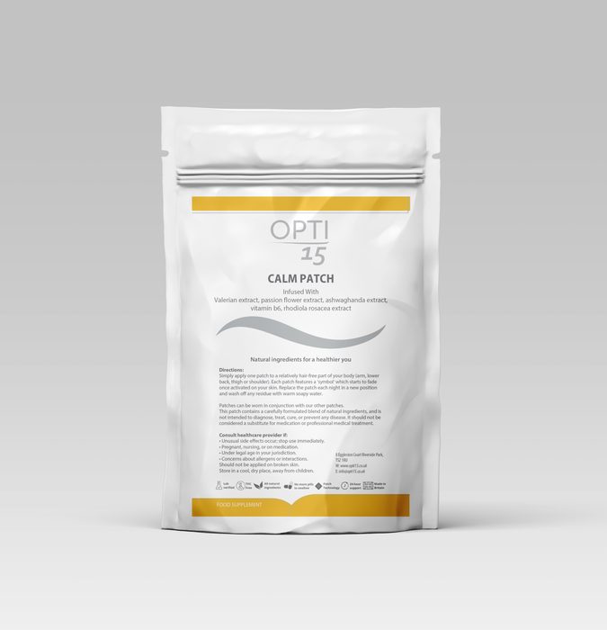 Calm Patch — Opti15 pouch front view